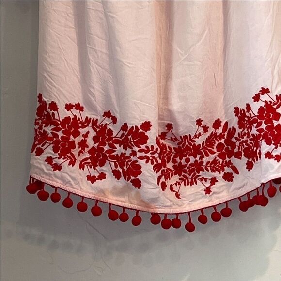 Women's Show Me Your Mum Pink & Red Embroidered Top with Pom Moms - Picture 6 of 7